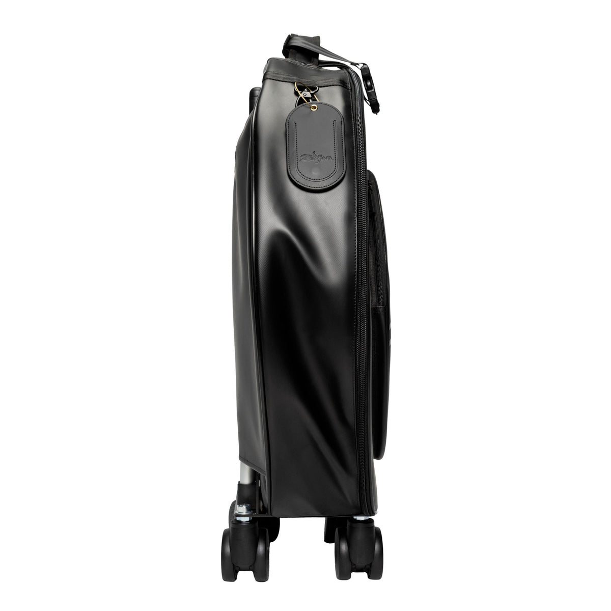 Side view of the Black Zildjian Touring 24" Rolling Cymbal Bag